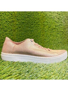 Toms Lenox Low Womens Size 8 Rose Gold White Athletic Walking Shoes Sneakers